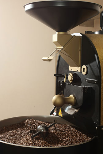 coffee roasting in a commercial coffee roaster